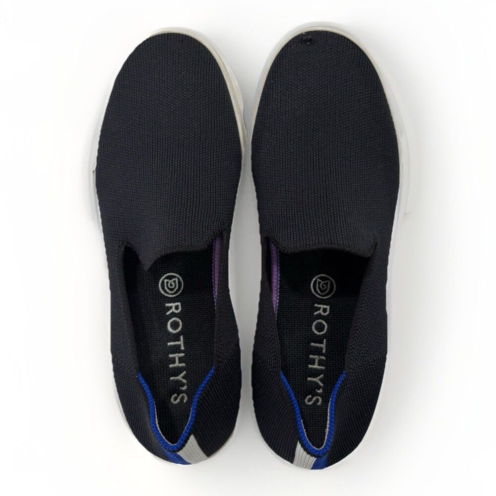 Rothys Sneakers Womens Size 7 Navy Blue Knit Slip On Shoes Loafers Original
